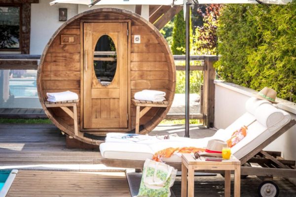 Sauna tonneau extérieur en Red Cedar