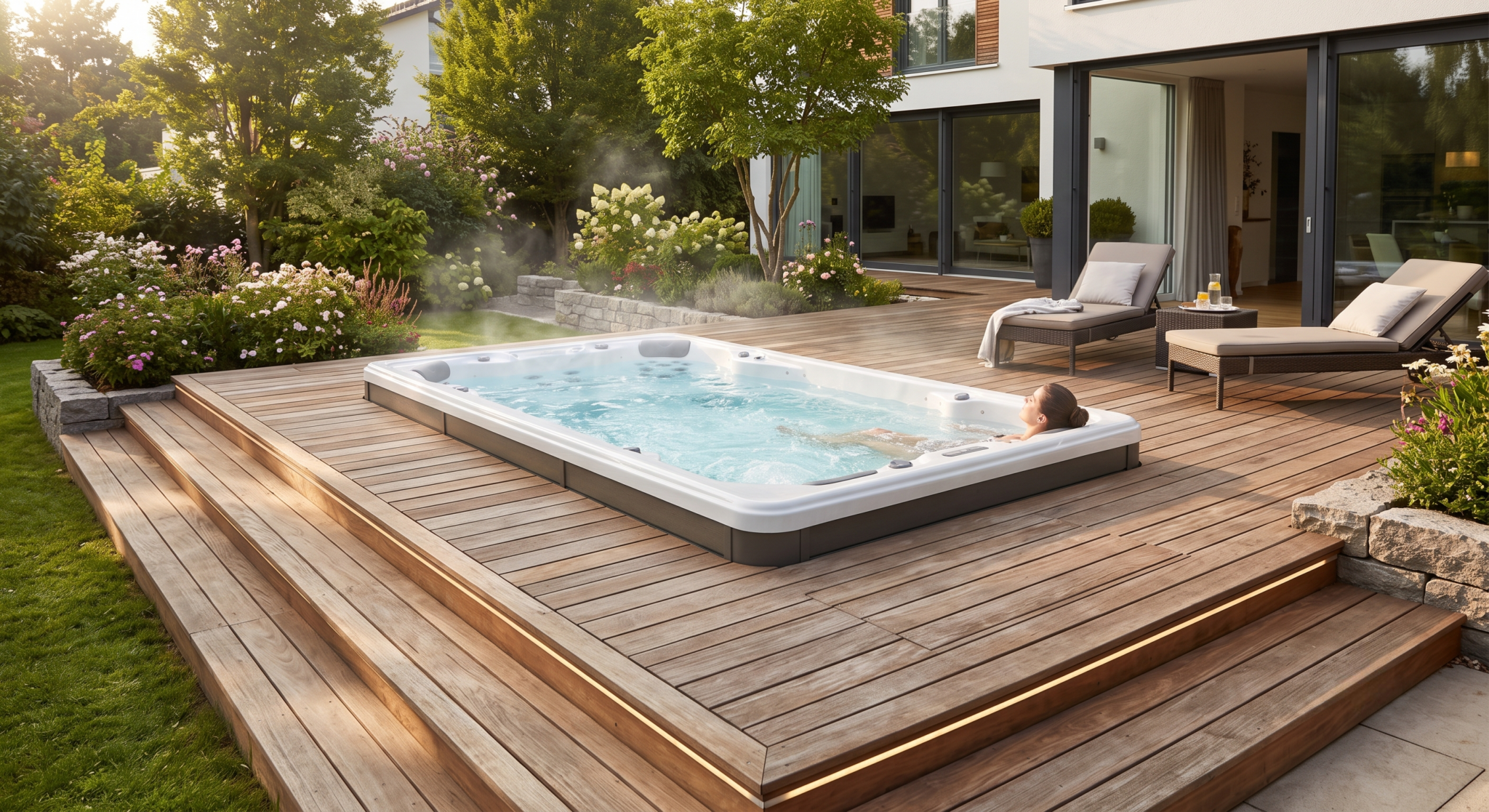 un beau spa sur une terrasse